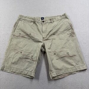Gap Chino Shorts Men's 38 Olive Green Graphic Loose Fit Utility Tropical Travel